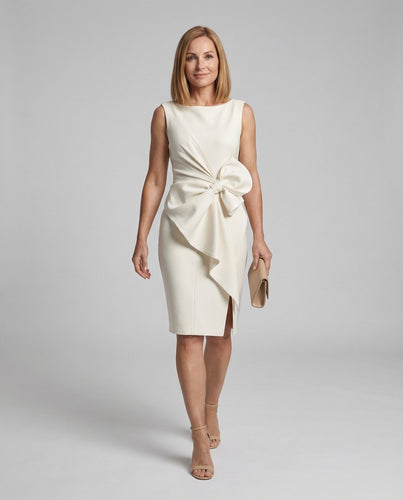 Satin Etuikleid Asymmetrisch Elegant Damen