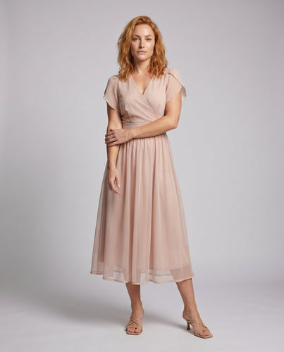 Damen Elegantes Maxi-Kleid mit fließendem Chiffon und voluminösen Ärmeln Shopnory