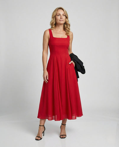Damen Bodenlanges Chiffon Abendkleid mit Taschen