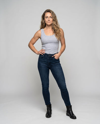 Damen ärmelloses Baumwoll-Tanktop mit breitem Bündchen und figurformendem Schnitt