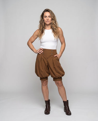 Damen elegante Ballon-Shorts mit Doppelknopfdetails Shop Nory