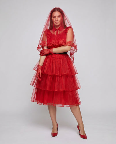 Frauen festliches Kostümkleid mit voluminösem Tüllrock und Rüschen Shop Nory