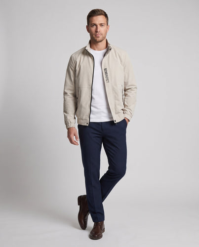 Leichte Harrington-Jacke für Herren mit Stehkragen, Reißverschluss, Klappentaschen und elastischem Saum Shop nory