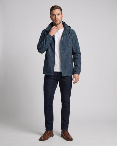 Herren Leichte Hoodie Jacke mit Subtilem Blattdruck und Winddichter Softshell-Außenlage Shop nory