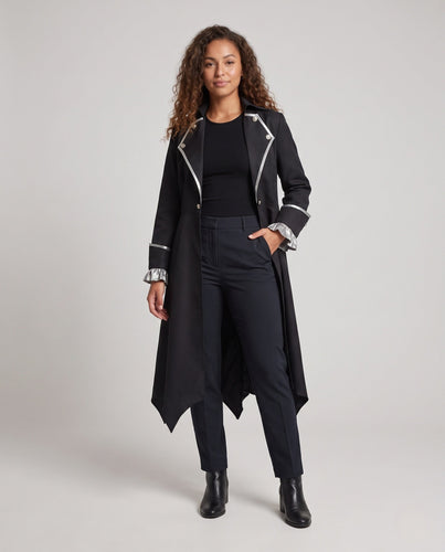 Damen eleganter Gothic-Mantel mit asymmetrischem Saum und dekorativem Kragen Shop Nory