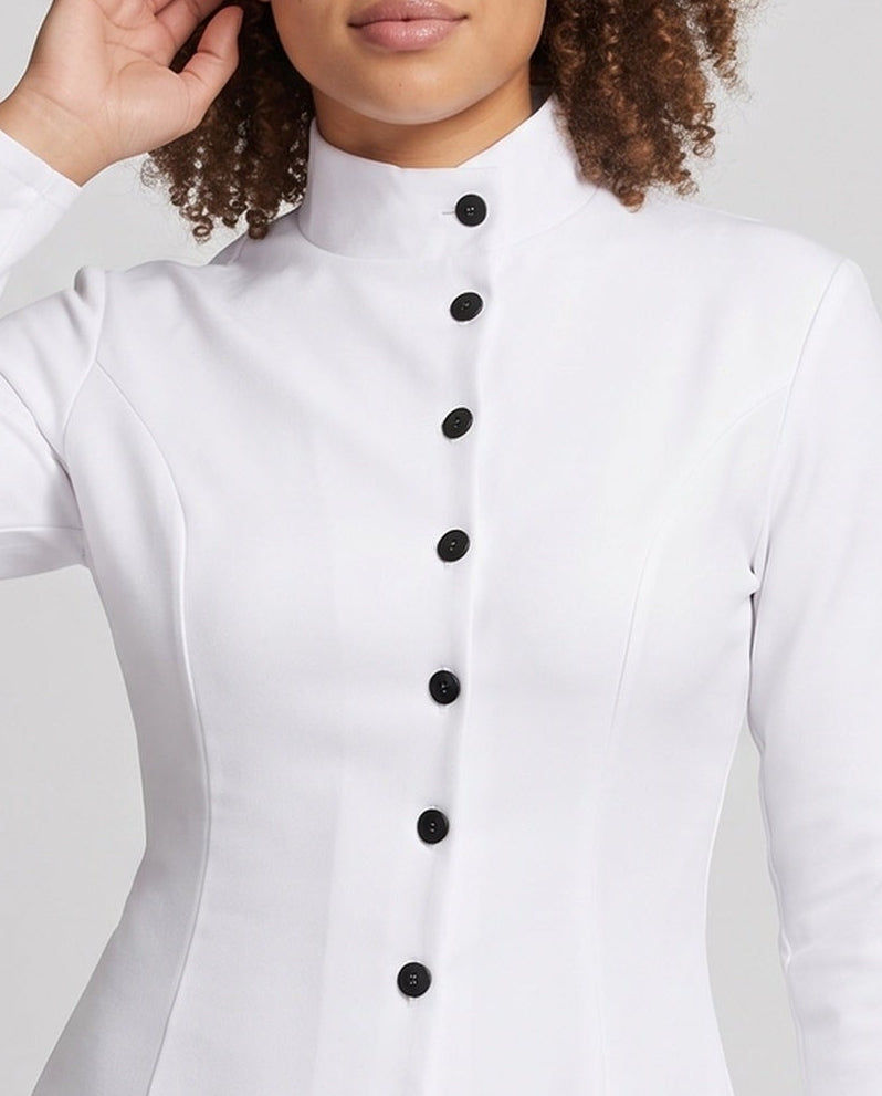 Damen Berufskleid mit Stehkragen und Knopfleiste Shop Nory