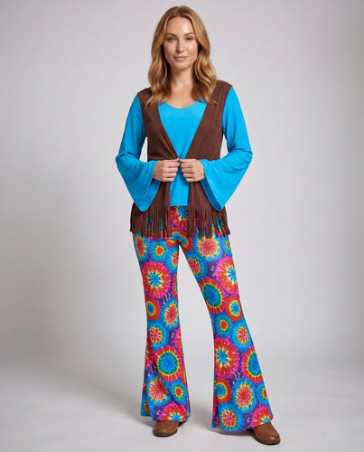Damen Hippiekostüm mit buntem Muster und Fransen Shop Nory