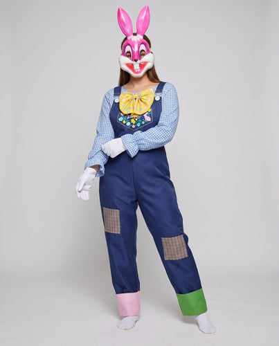 Damen Kostüm für Karneval mit Hasenmaske und Latzhose Shop Nory