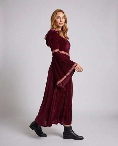 Damen Elegantes Kapuzenkleid mit ausgestellten Ärmeln und Schleifendetails Shop Nory