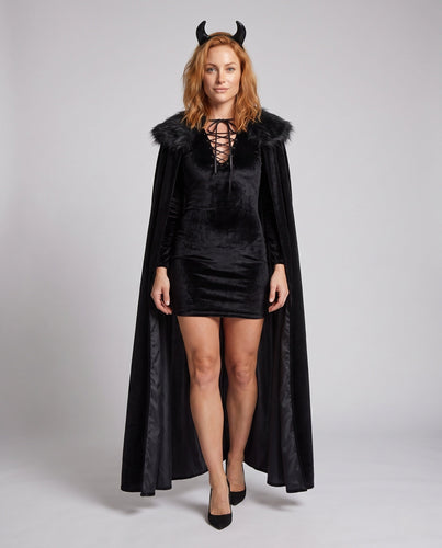 Damen elegantes Kostümkleid mit Kapuze und Schneckenärmeln Shop Nory