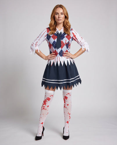 Damen Halloween-Kostüm mit blutigen Akzenten und verspieltem Rock Shop Nory
