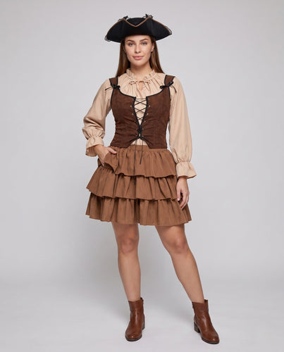 Damen Piratenkostüm mit stylischem Volant und eleganter Schnürung Shop Nory