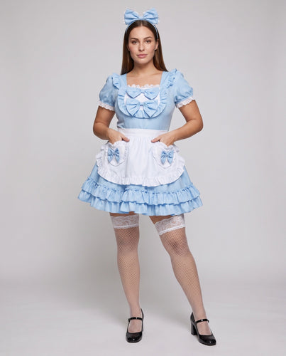 Damen Kostümkleid im Edvardianischen Stil mit Rüschendetails und Schürze Shop Nory