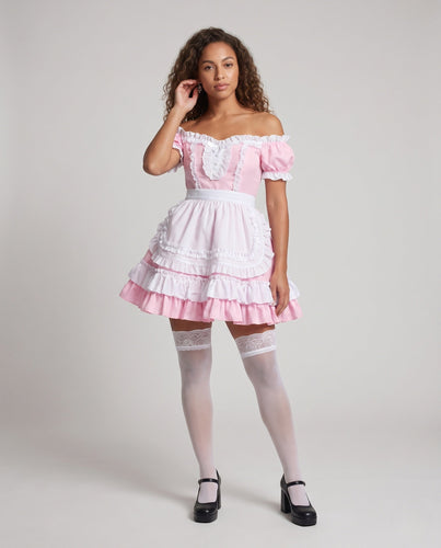Damen Rüschenkleid mit schulterfreiem Design und mehrlagigen Akzenten Shop Nory
