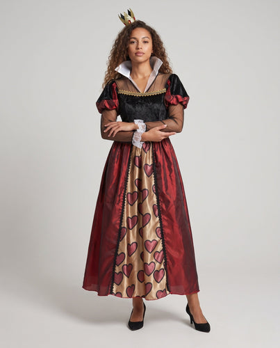 Damen Kostüm als königliche Herz-Dame mit Rococo-Ärmeln und schimmernden Accessoires Shop Nory