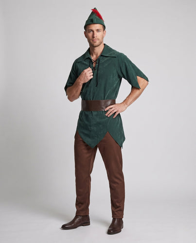 Herren Peter Pan Kostüm mit Hüftgurt und charakteristischem Hut Shop Nory