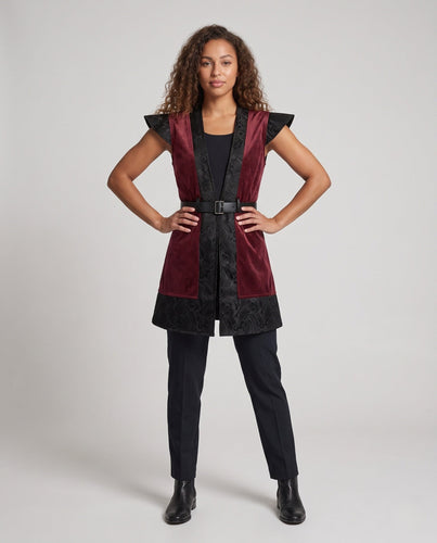 Damen Elegantes Kostümkleid mit kunstvoller Schnürung und stylischem Gürtel Shop Nory