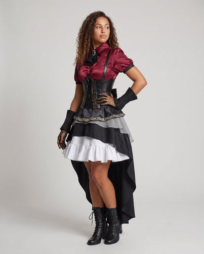 Damen Kostümset mit eleganter Bluse, taillierter Rock und passenden Accessoires Shop Nory