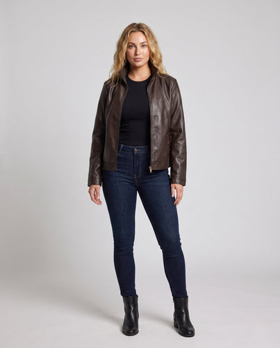 Damen Modische Kunstlederjacke Shop Nory