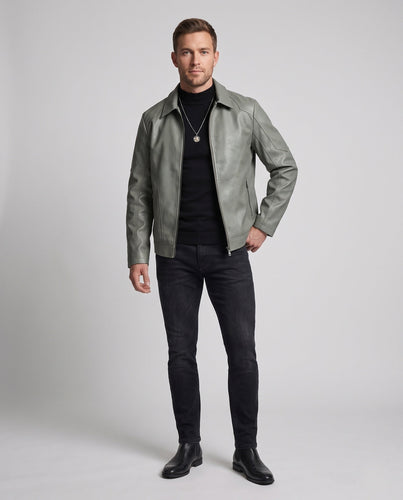 Herren Modische Kunstlederjacke mit modernen Details Shop Nory