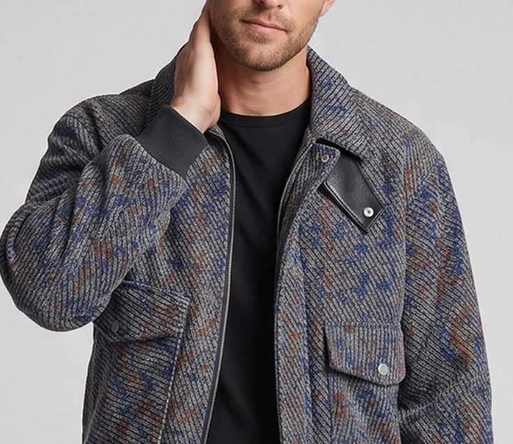 Herren Strukturiertes Overshirt‑Bomberjacke mit Rippbündchen & aufgesetzten Pattentaschen Shop Nory