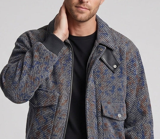 Herren Strukturiertes Overshirt‑Bomberjacke mit Rippbündchen & aufgesetzten Pattentaschen Shop Nory