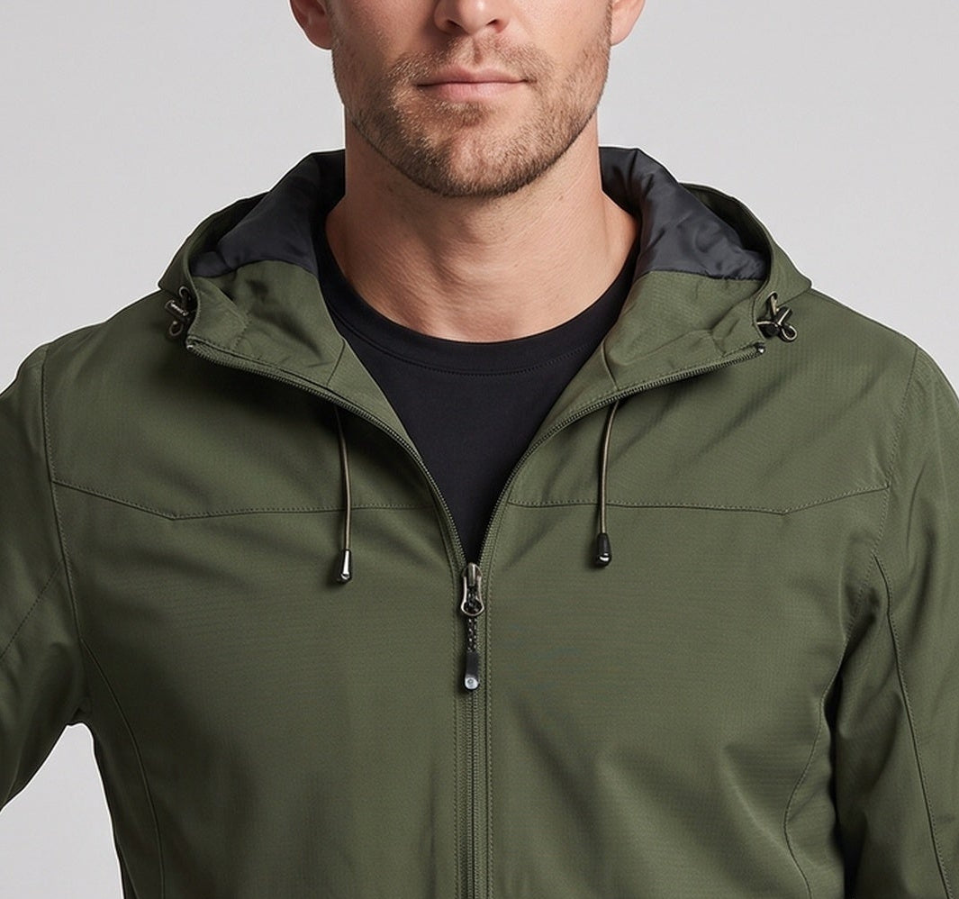 Herren Leichte Funktions Outdoor Jacke mit Kapuze, Mehrlagiges Softshell und Versteckter Reißverschluss Shop Nory