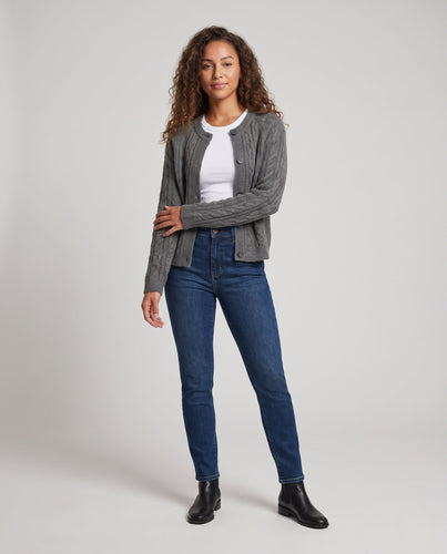 Damen Boxy-Zopfstrick-Cardigan mit Raglanärmeln und angoraähnlicher Haptik Shop Nory