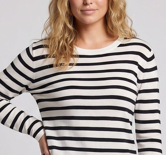 Damen gestreifter Baumwoll Feinstrickpullover mit maritimem Streifenmuster und lockerer Silhouette Shop Nory
