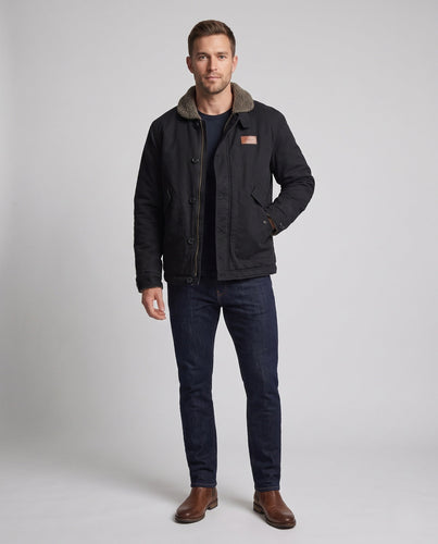 Herren Canvas-Workerjacke mit Teddyfutter und Stehkragen Shop Nory