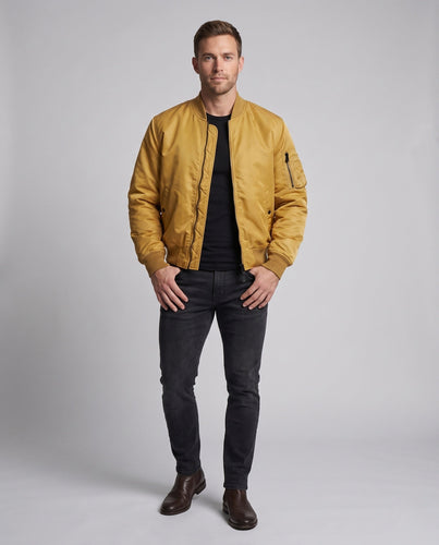 Herren Nylon-Bomberjacke im Aviator-Style mit gesteppter Thermo-Innenlage und Ärmel-Utilitytasche Shop Nory