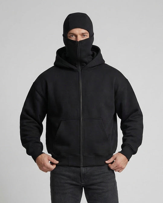 Unisex Sweat Kapuzenjacke mit Reißverschluss und Kängurutasche