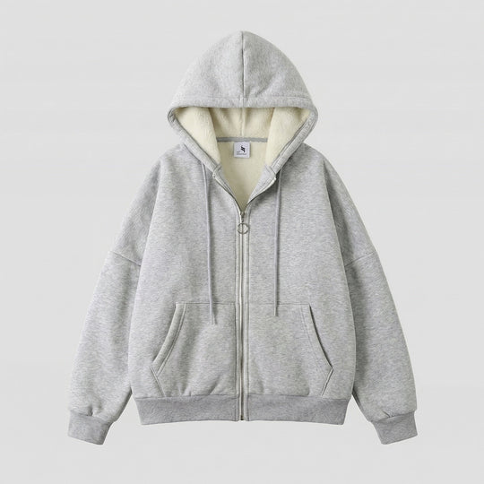 Unisex Oversize-Kapuzenjacke Teddy Reißverschluss