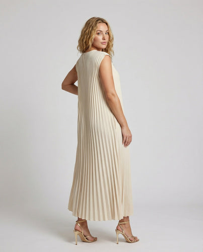 Damen plissiertes A-Linien-Maxikleid