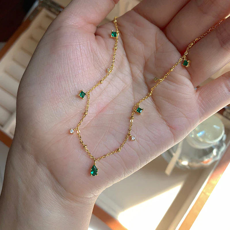 Retro Smaragd Eingelegt Rhinestone Halskette | Shop Nory