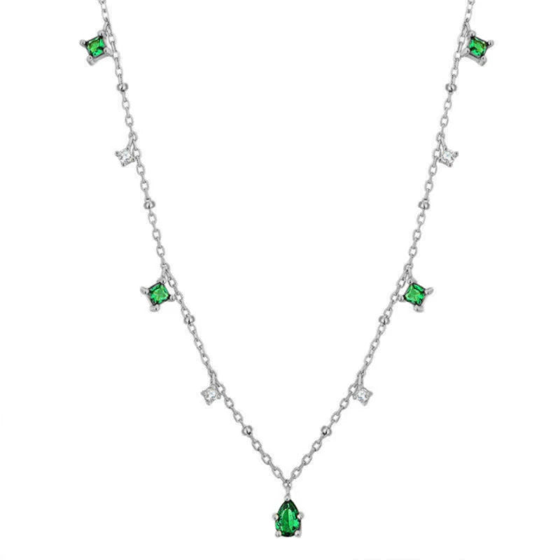 Retro Smaragd Eingelegt Rhinestone Halskette | Shop Nory
