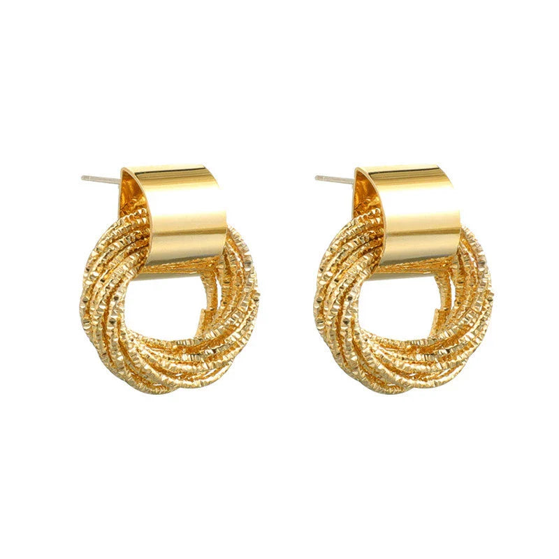 Retro Metallisch Goldfarbe Multi-Schleifen Ohrringe | Shop Nory