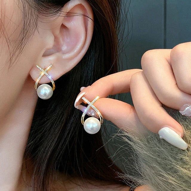 Band-Rhinestone-Perlen-Stud-Ohrringe | Shop Nory