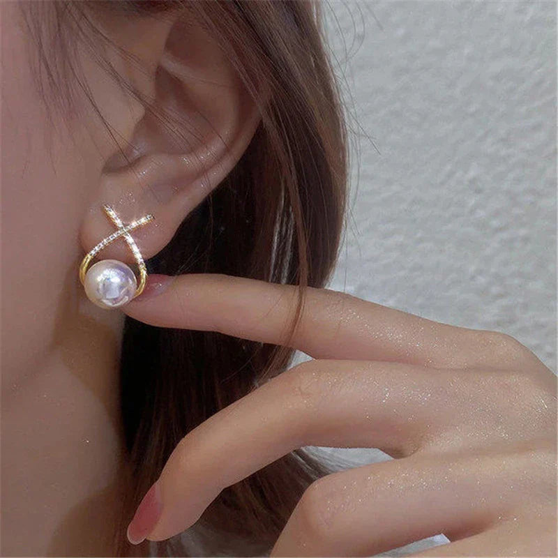 Band-Rhinestone-Perlen-Stud-Ohrringe | Shop Nory