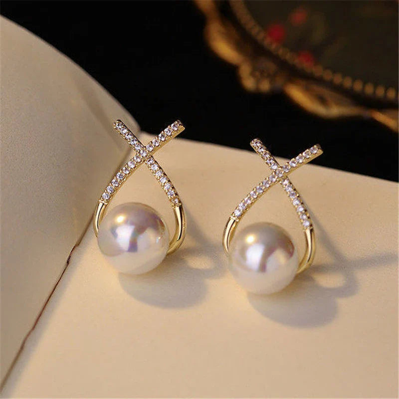 Band-Rhinestone-Perlen-Stud-Ohrringe | Shop Nory