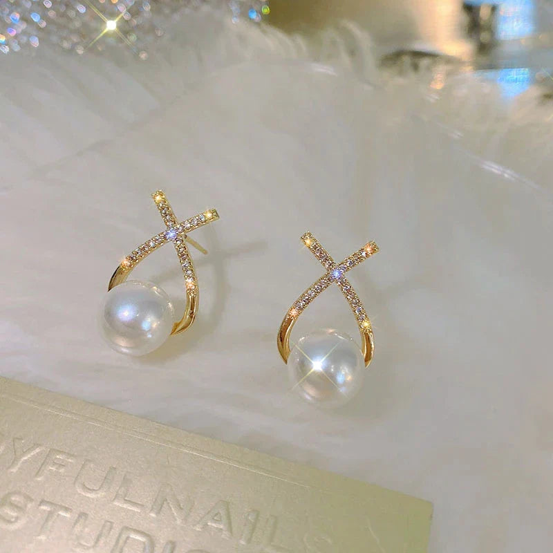 Band-Rhinestone-Perlen-Stud-Ohrringe | Shop Nory
