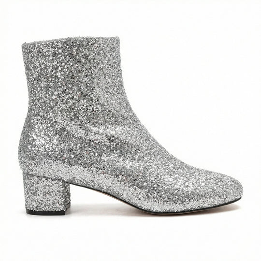 Glitzernde Ankle Boots Mit Blockabsatz
