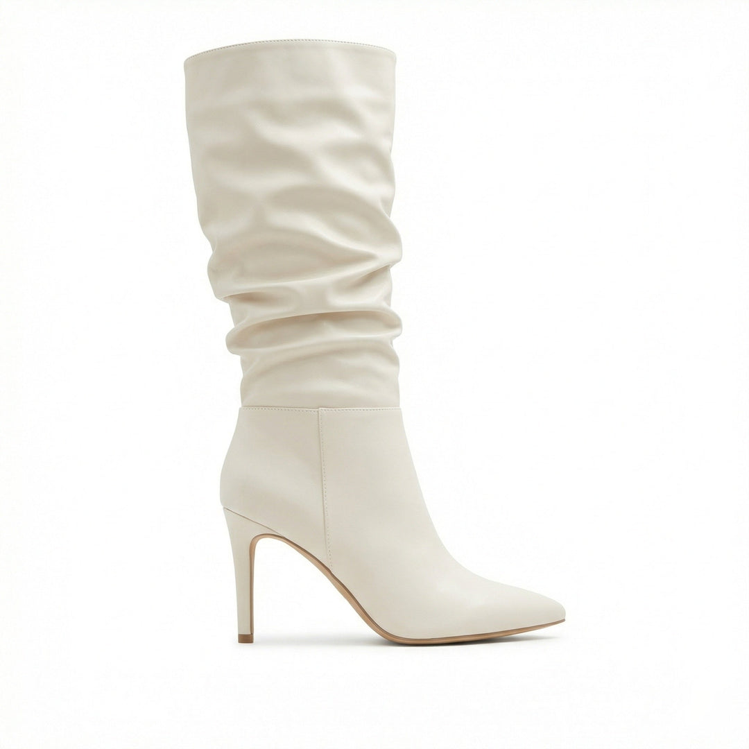 Damen High Heels Stiefel mit Gerafftem Design