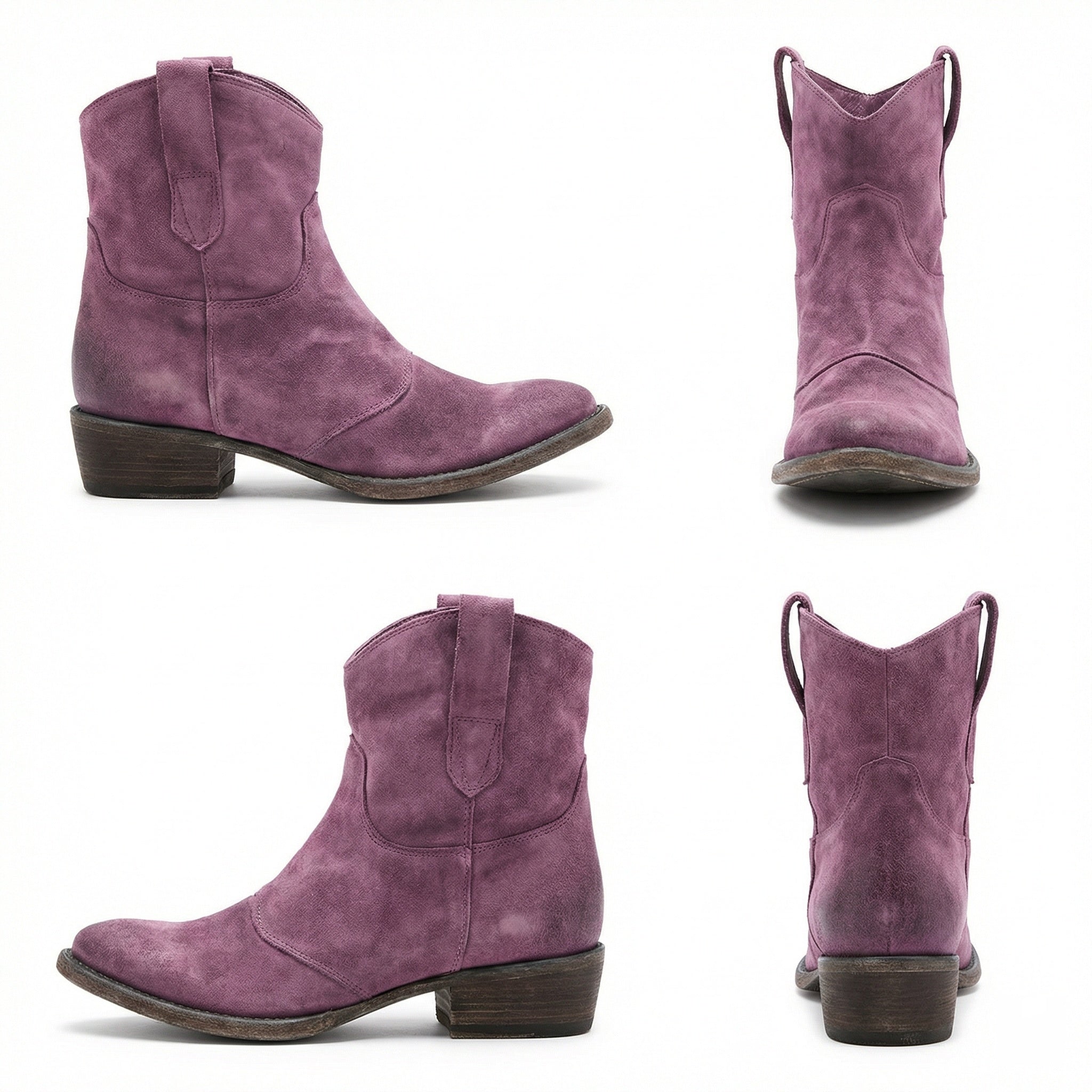 Kurze Cowboy-Stiefel | Western | Wildleder | Knöchel-Stiefel | Damenstiefel