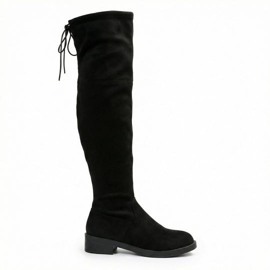 Damen Overknee-Stiefel aus weichem Wildleder mit praktischer Schnürung
