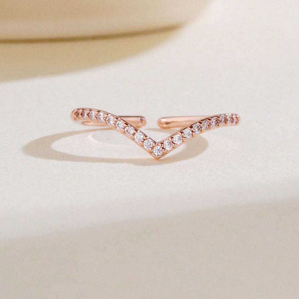 Cubic Zirconia Herz Komfort Verstellbarer Ring | Shop Nory