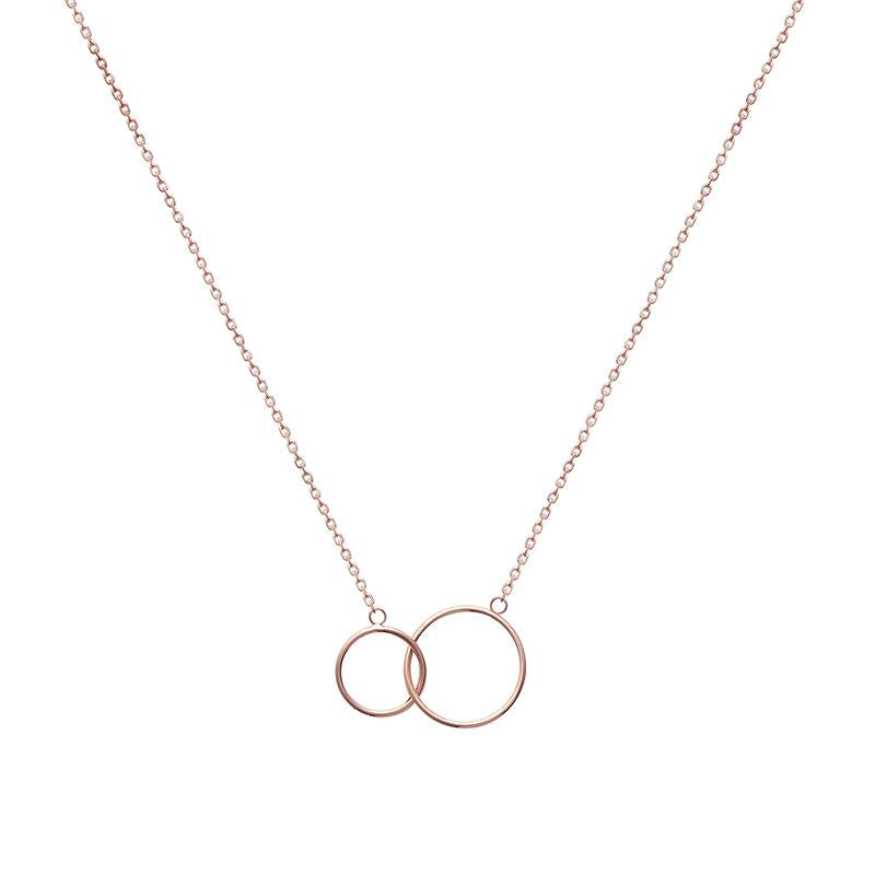 Zwei-Ringlein-Kette Rosévergoldet - Halskette mit 2 Ringen | Shop Nory