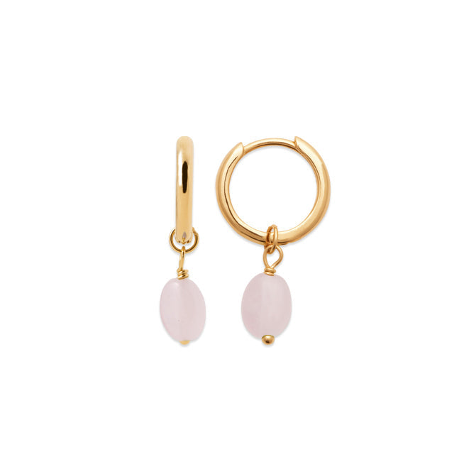 Creolen mit Rosenquarz - 18 Karat vergoldet, Eleganz und Romantik | Shop Nory