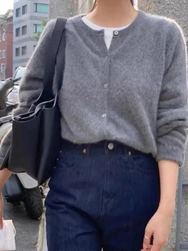 Geschichteter Damen Strickjacke Pullover
