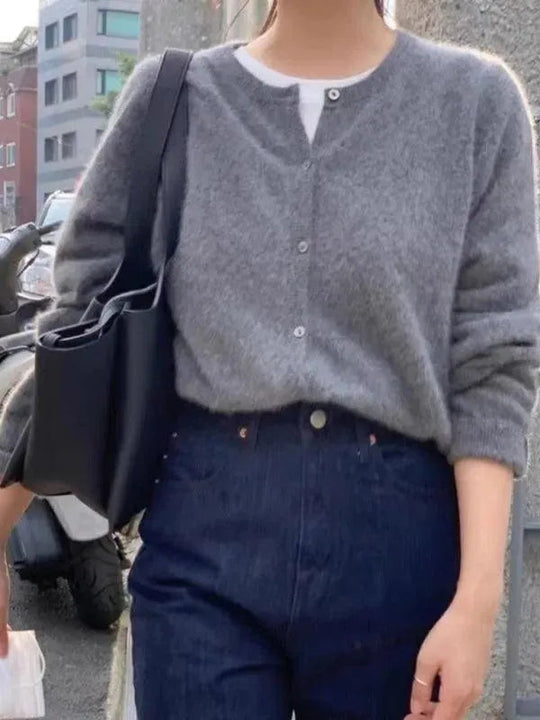 Geschichteter Damen Strickjacke Pullover